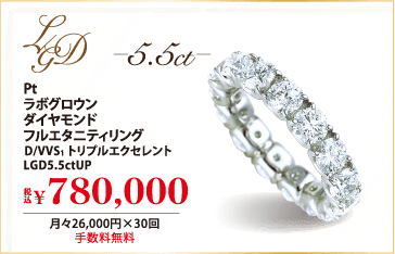 Pt ラボグロウンダイヤモンド フルエタニティリング F/VVS1 トリプルエクセレント LGD5.5ct