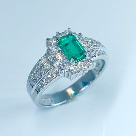 201039/PTエメラルドリング E-0.60ct D-0.63ct | ジュエル ヤマグチ