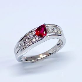 201045/PTピジョンブラッドルビーリング R-0.41ct Ｄ-0.13ct