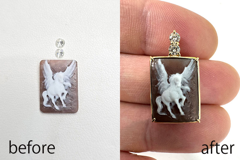 ペガサスが描かれたカメオのおつくり